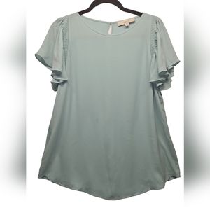 Loft Smocked Bell Short Sleeve Blouse